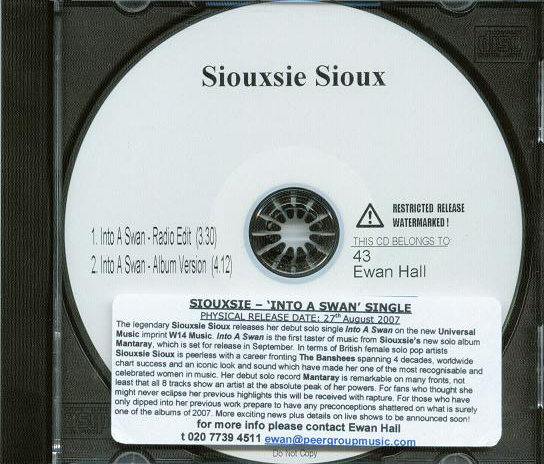 Into A Swan Promo CD Single Front - Click Here For Full Scan